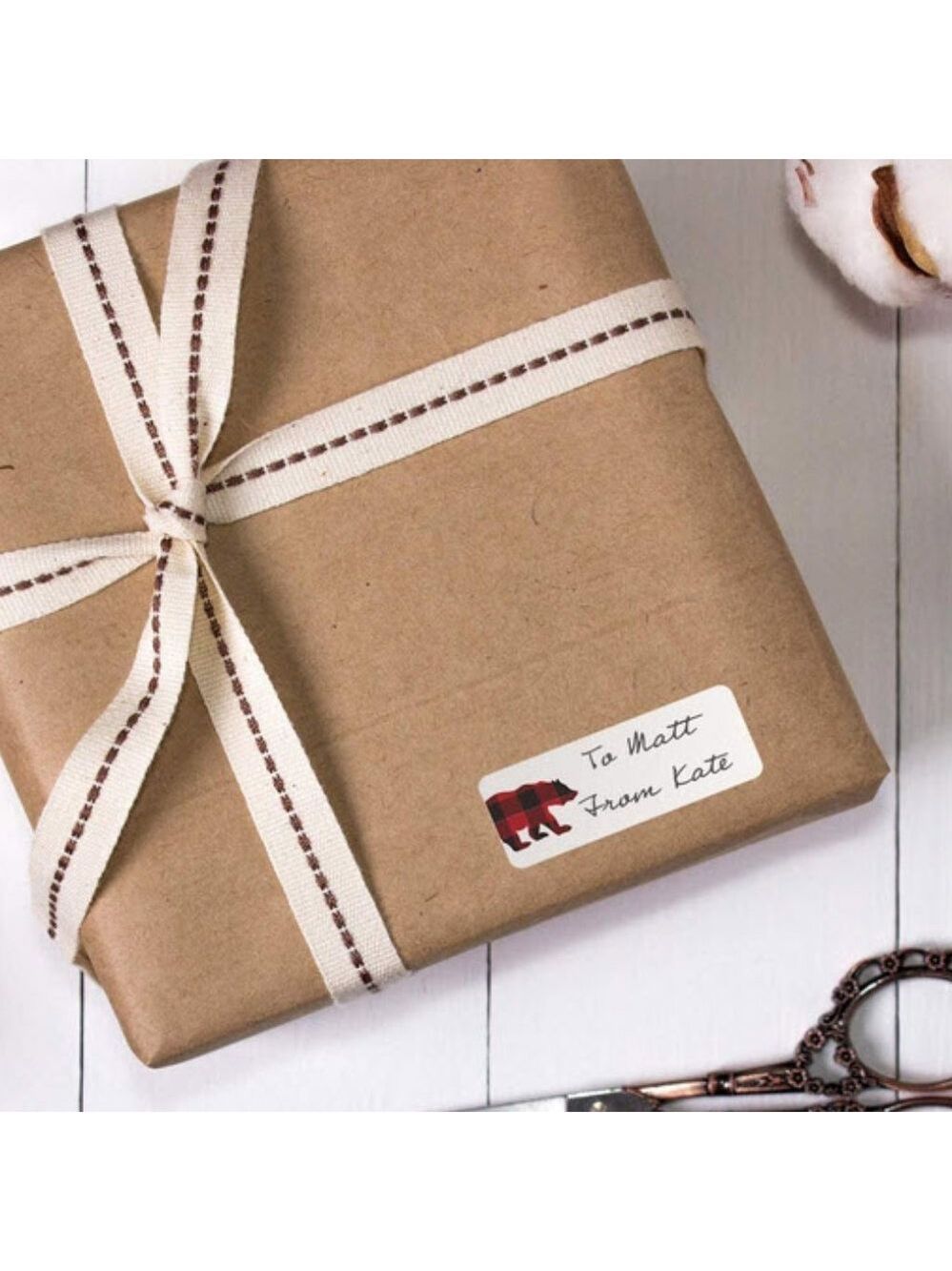 300 buffalo plaid blank sticker labels